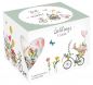 Preview: Hochwertige Motivtasse „Auf ins Glück“ mit Herzballons & Blumenillustration